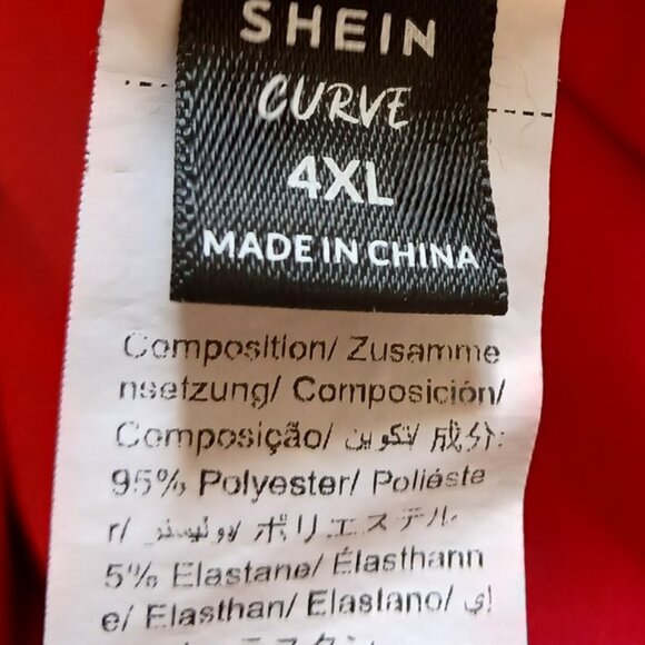 Red Cold Shoulder Bell Sleeve Dress  Front Button Interest Shein Curve 4XL - Picture 6 of 6